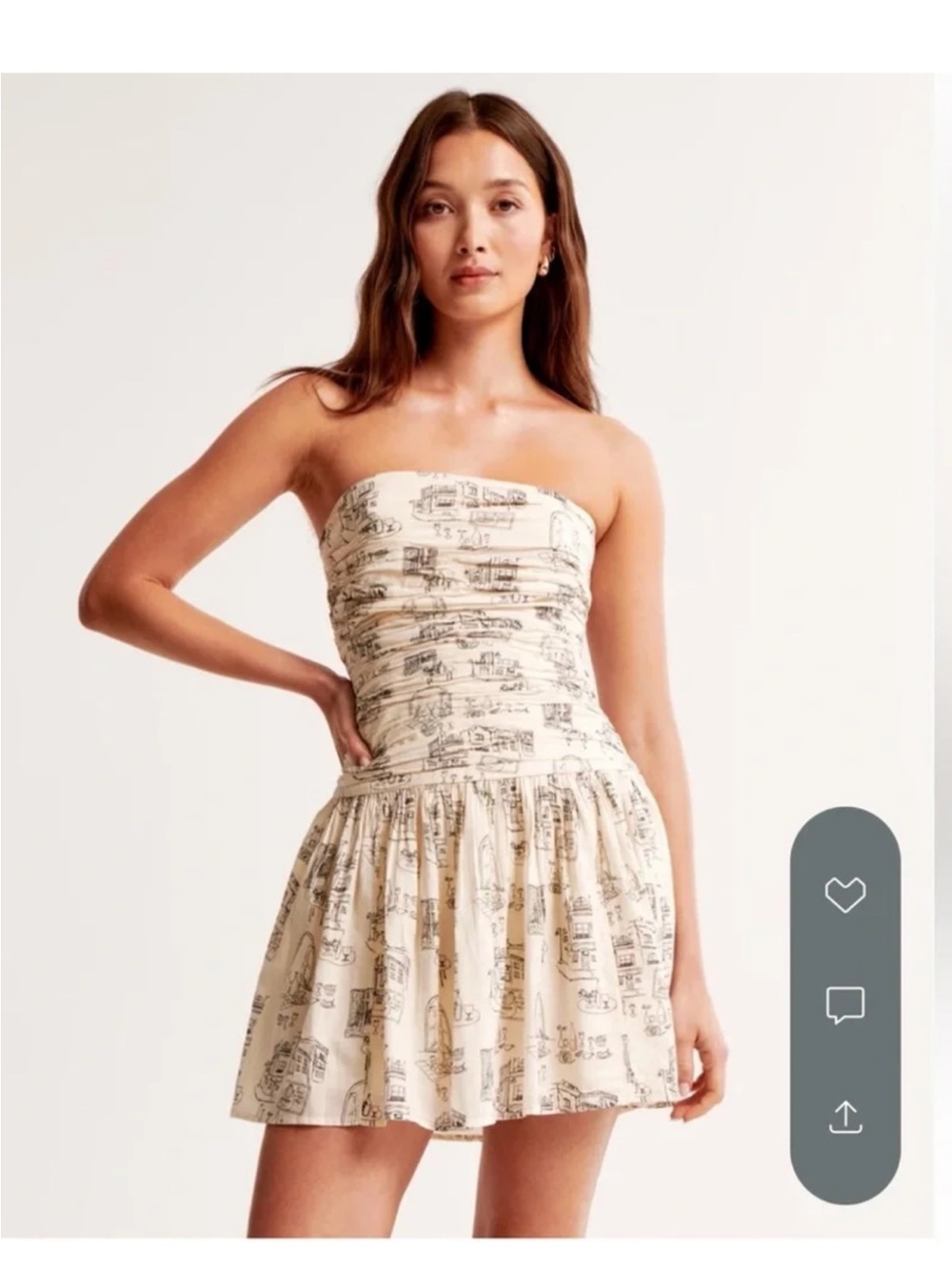 NWT Abercrombie and Firch Strapless Cream Printed Mini Dress